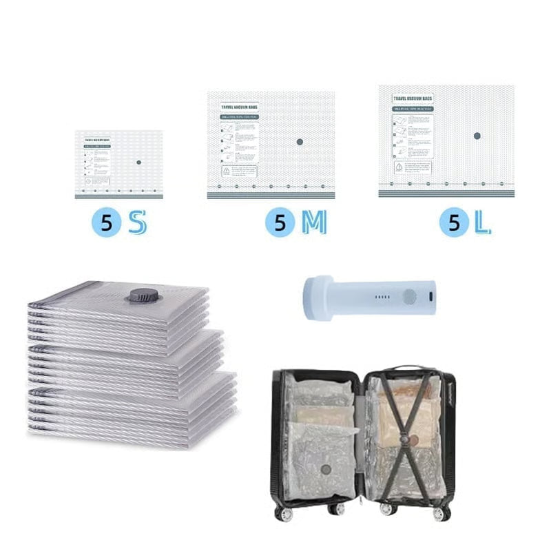 Vacuum Bags for Travel with Rechargeable air Pump