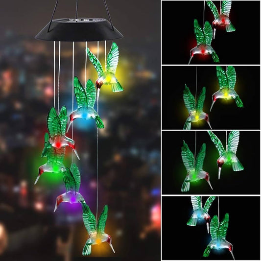 Solar Powered Hummingbird Wind Chime Lights