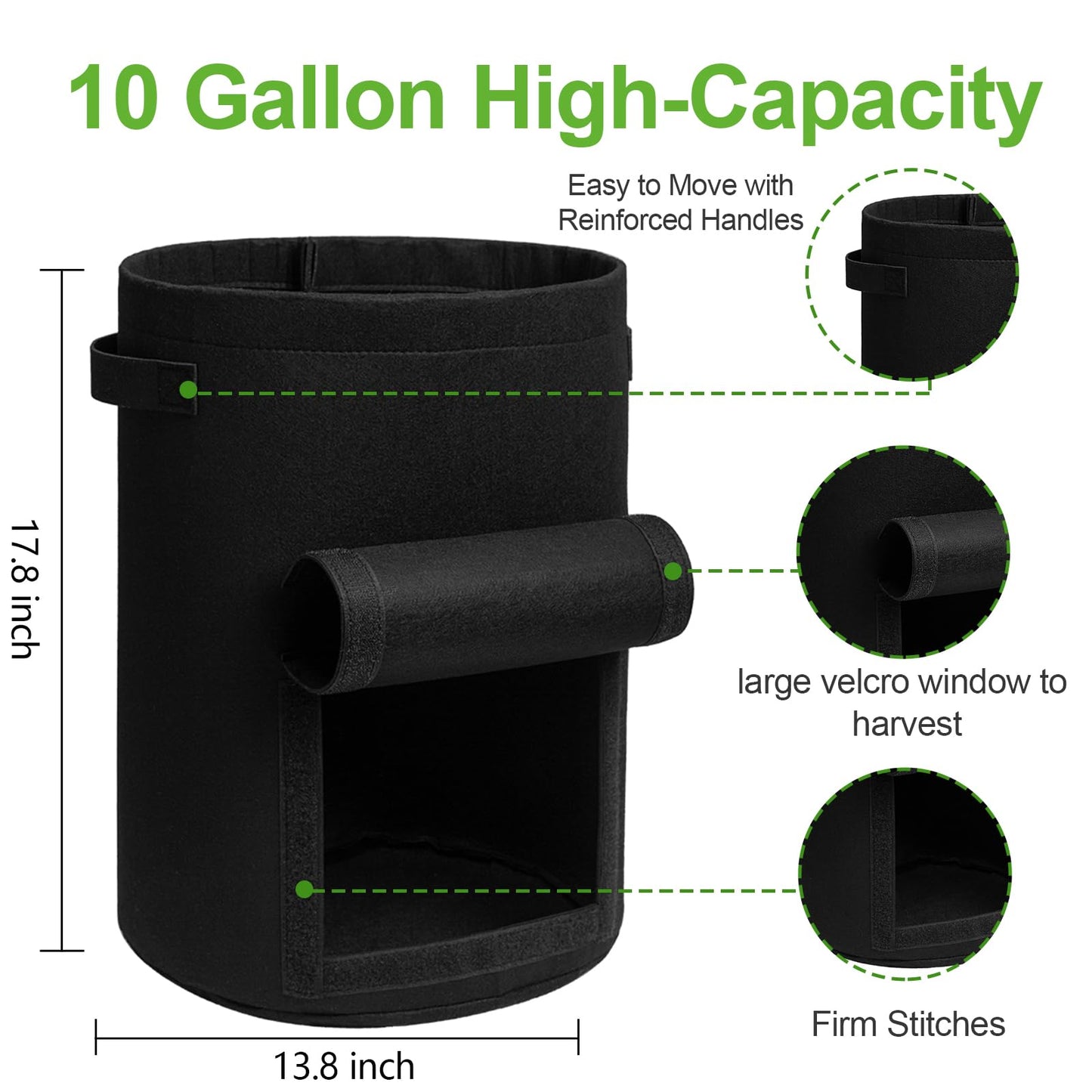 Potato Grow Bags with Flap 10 Gallon