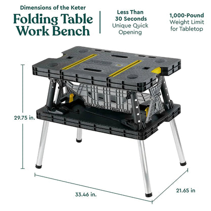 Portable Folding Work Table Tool Storage Stand Construction Workbench