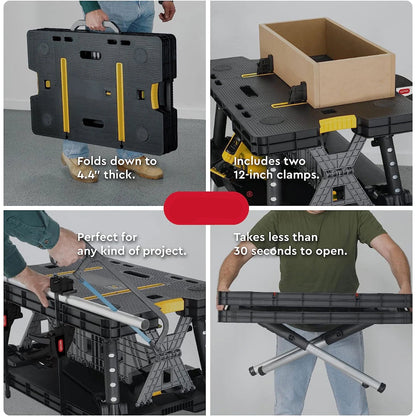 Portable Folding Work Table Tool Storage Stand Construction Workbench