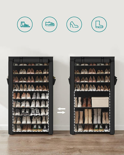 10-Tier Fabric Shoe Rack with Dustproof Cover – Holds 40 Pairs