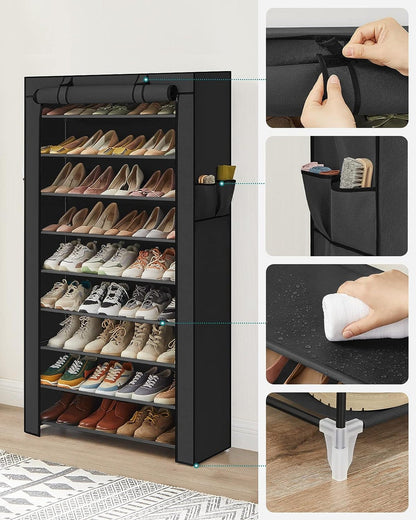 10-Tier Fabric Shoe Rack with Dustproof Cover – Holds 40 Pairs