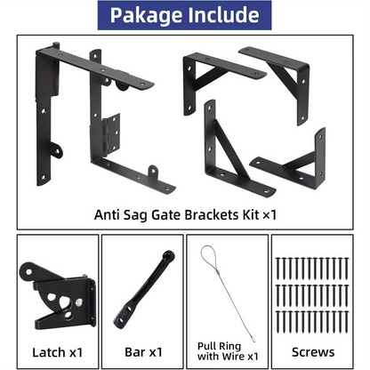 Anti sag gate brackets kit package includes