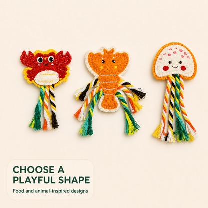 Assorted loofah catnip chew toy shapes