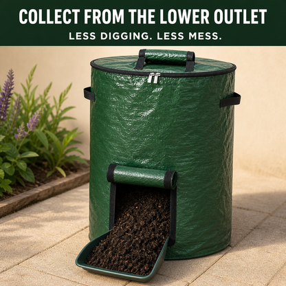 Lower outlet used to collect finished compost