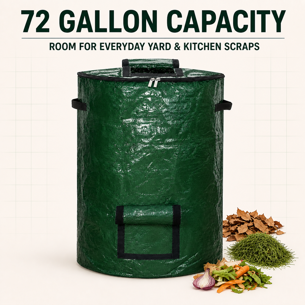 72-gallon outdoor compost bin capacity for yard and suitable kitchen scraps