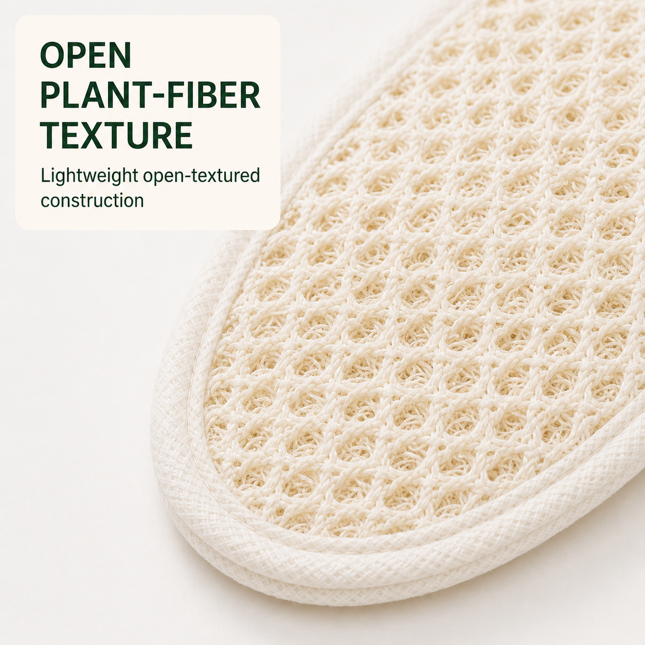 Close-up of natural loofah insole texture
