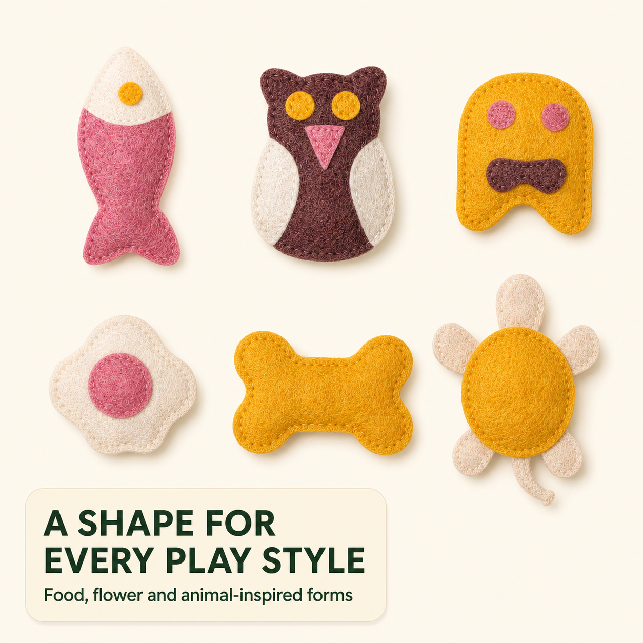 Assorted natural loofah cat chew toy shapes