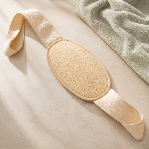 Natural loofah back scrubber with two long handles