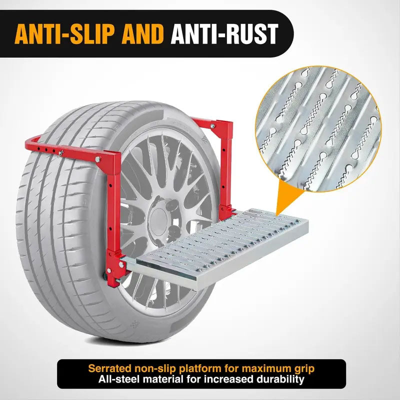 Anti-slip and anti-rust steel tire step platform