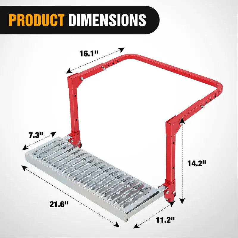 Heavy-duty folding tire step product dimensions