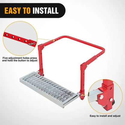 Easy installation and adjustment of the folding tire step