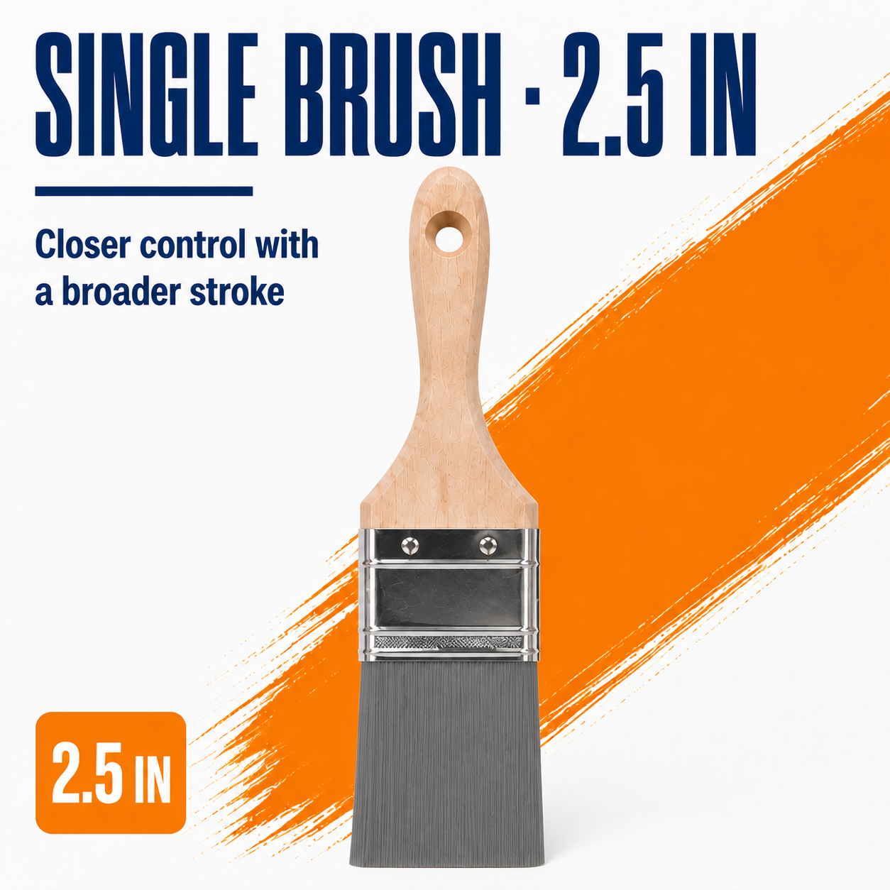 Single 2.5 inch gray-bristle flat paint brush