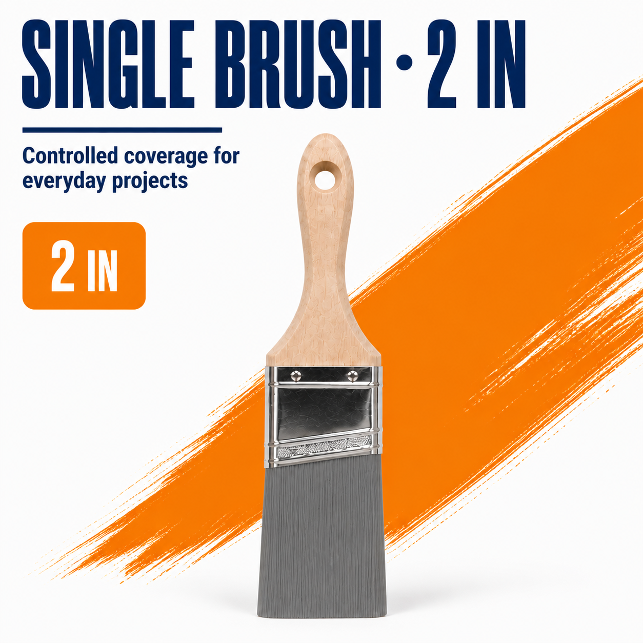 Single 2 inch gray-bristle flat paint brush