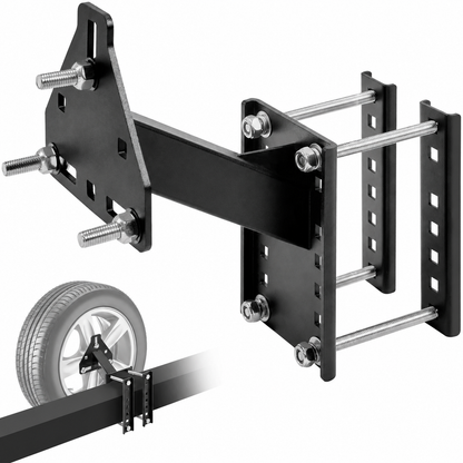 Universal black steel trailer spare tire carrier
