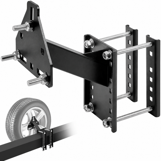 Universal black steel trailer spare tire carrier