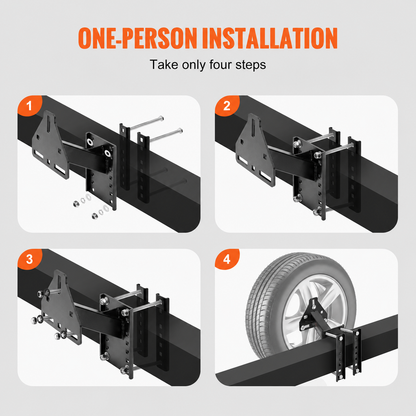 Four step bolt-on trailer spare tire carrier installation