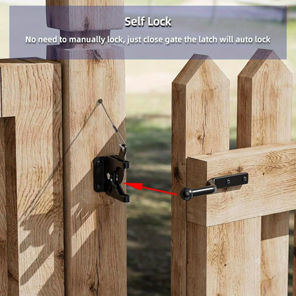 Self locking wood fence gate latch detail